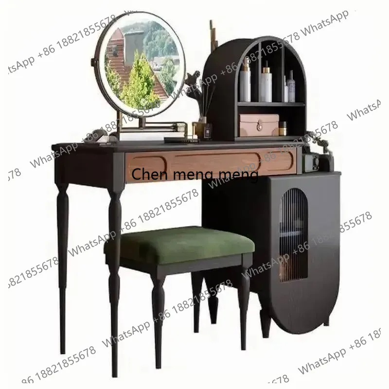 Beauty Makeup Vanity Set - Organizer Zwarte Kaptafel Lade Kruk Grote