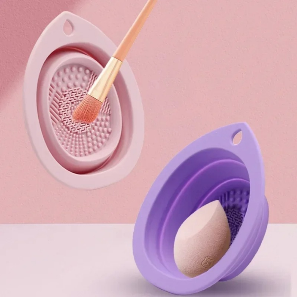 Cosmetic Sponge - Siliconen make-upborstel Reinigingskom Opvouwbare wasmat Draagbare