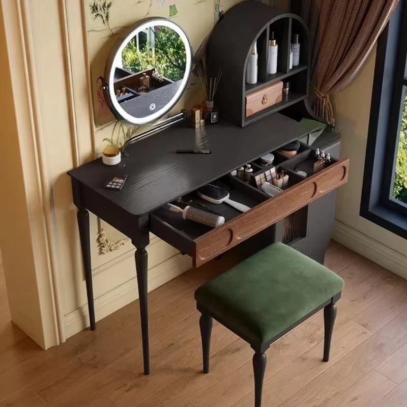 Beauty Makeup Vanity Set - Italiaanse zwarte kaptafel met lade en