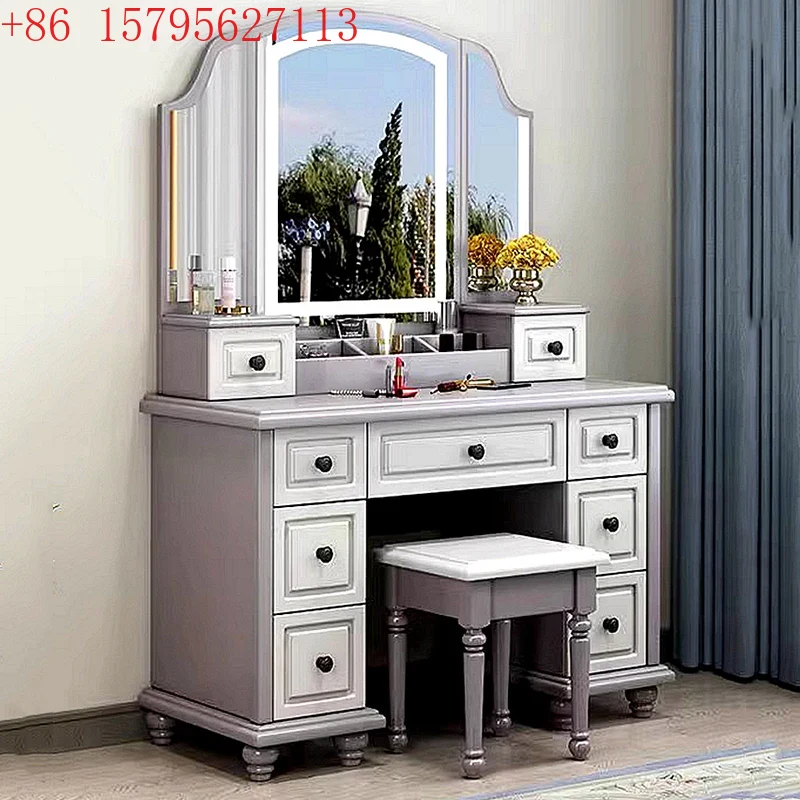 Beauty Makeup Vanity Set - Volledige set esthetische make-uptafel met opbergruimte,